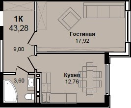 Планировка 1-комнатной квартиры
