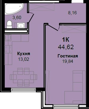 Планировка 1-комнатной квартиры