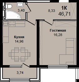 Планировка 1-комнатной квартиры