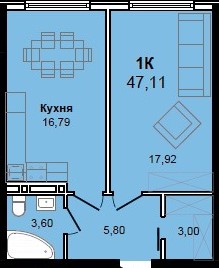 Планировка 1-комнатной квартиры