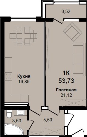 Планировка 1-комнатной квартиры